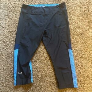 Women’s Under Armour Compression Capri Leggings Large Black/Blue